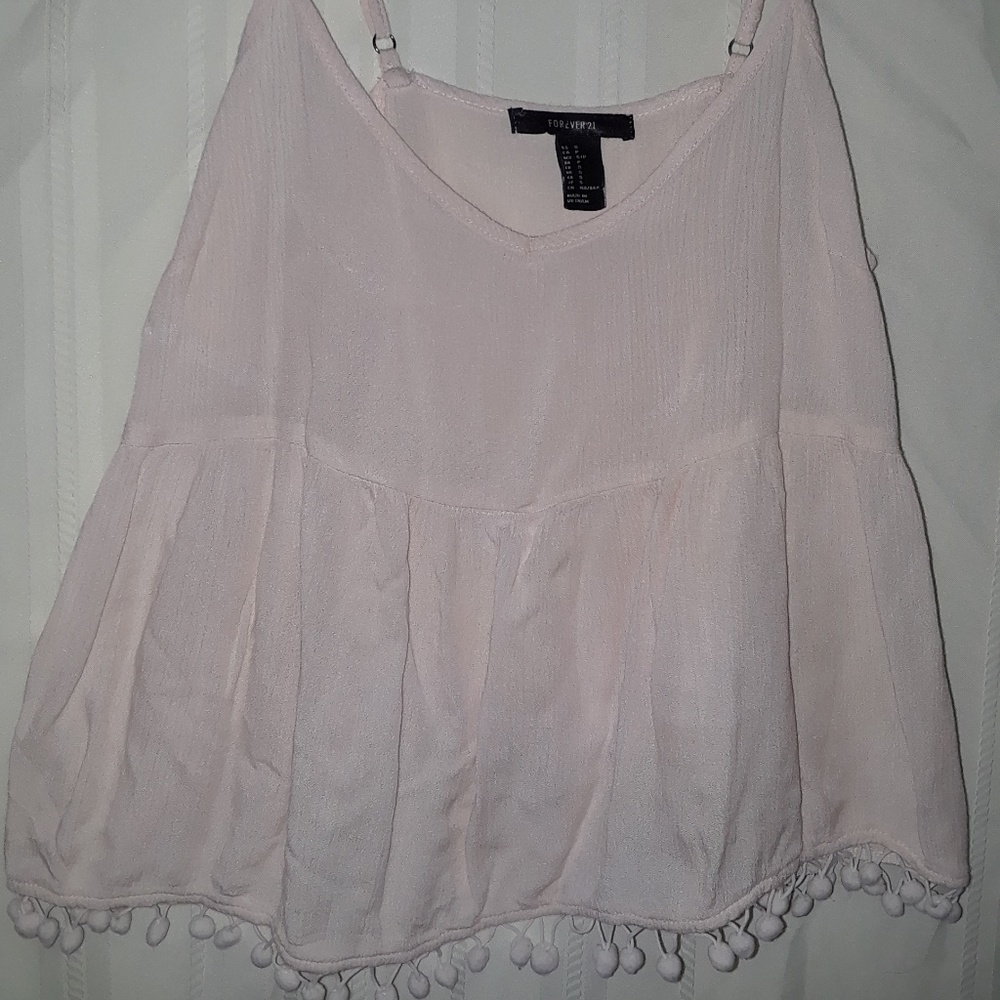 Adorable pompom camisole with adjustable straps